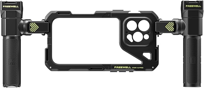 Freewell Genius Rig Cage for iPhone 16 Pro - Tool-Free Setup, Multifunctional Tripod and Monopod Handles, Bluetooth Remote