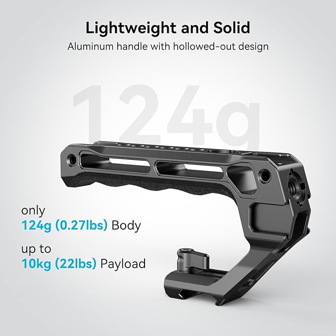 SmallRig Lightweight NATO Top Handle, Quick Release NATO Grip for DSLR Camera Cage, Universal Top Handle with 5 Cold Shoe Adapters (NATO Rail NOT Included) -3766