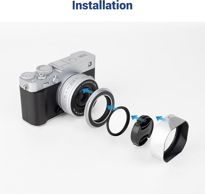 JJC Magnetic Lens Hood Shade for Fujifilm XF 23mm f2.8 R WR Lens on X-E5 XE5 Mirrorless Camera, for Fuji XF 27mm f2.8 R WR, XF27mm f/2.8 Lenses, Not Affect to Use 39mm Filter or Cap, Silver