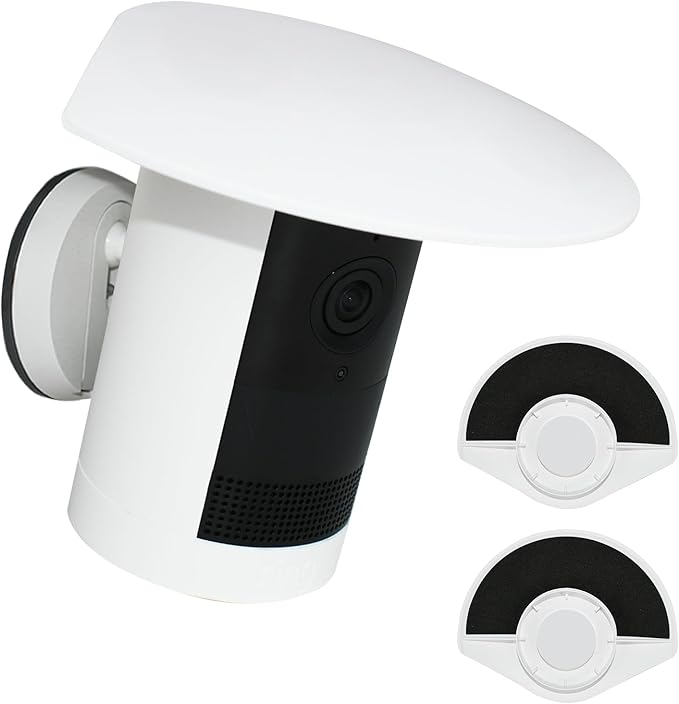 2PCS Sun Rain Shade Camera Cover Compatible with Ring Outdoor Cam Plus, Rain Shade Cover, Camera Shield for Resistant UV, Weatherproof, Snowproof Easy to Install (White)