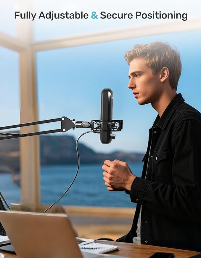 Wave Shouck Mount [Custom Built for Elgato Wave:3/1], Anti-Vibration Suspension Elastic Shock Mount Holder Clip Mic Mount Stand with 3/8" or 1/4" Screw Adapter Compatible with Wave:3/1 Microphone
