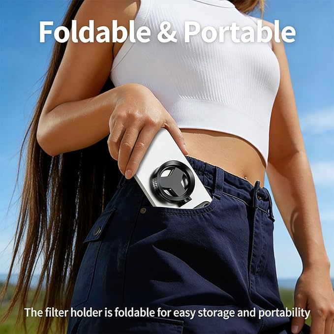 Anti-Glare Magnetic Phone Filter, 2026 Upgraded 52 Mm Magnetic Cpl Filter, Compatible with iPhone and Android Devices, Includes a Adapter Ring and Clip Mount, Reduces Reflections Enhances Colors