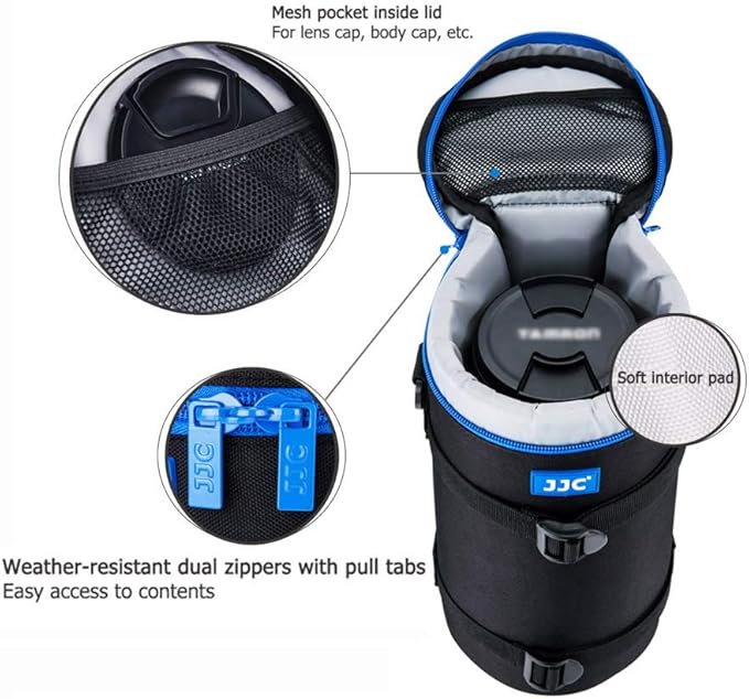 JJC Camera Lens Pouch Case for Canon RF 800mm f11 Tamron SP 150-600mm Sigma 150-600mm 150-500mm Nikon Nikkor AF-S 200-500mm & More, Zipper Polyester Lens Protective Bag Interior Size 4.9x11.4”