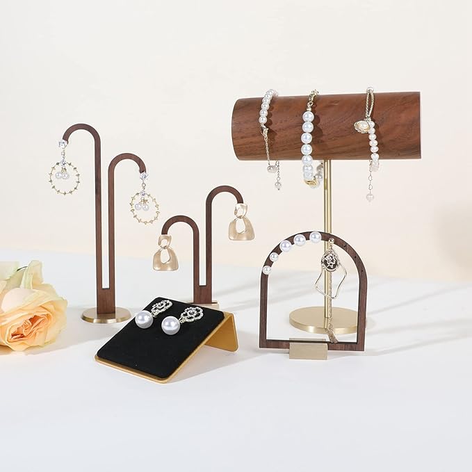 GemeShou Black earring holders for selling, Velvet earring stands Jewelry display, metal gold studs board【Black】