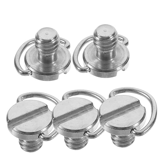 TEHAUX 5Pcs D Ring Camera Screws Tripod Mount Screws for Quick Release Plates and for Tripods and Monopods Durable Camera Accessories