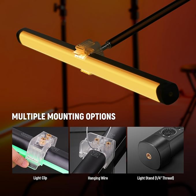 NEEWER TL60 RGB Tube Light, 20W Full Color LED Video Wand, APP/2.4G/DMX Control, 7 Pixel Effects 2500-10000K CRI97+, Radio Frequency, with Adapter, Mount, Cable, Bag