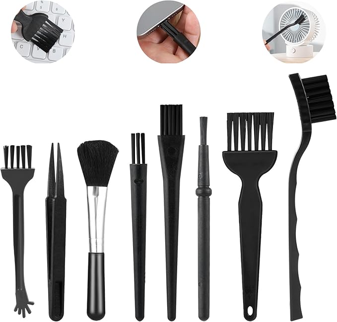 8 Pcs Mini Keyboard Cleaning Brushes Kit, Anti Static Electronic Dust Cleaning Brushes with PP Handle and Nylon Bristles, Keyboard Cleanings Brush for Computer Keyboards and Small Spaces