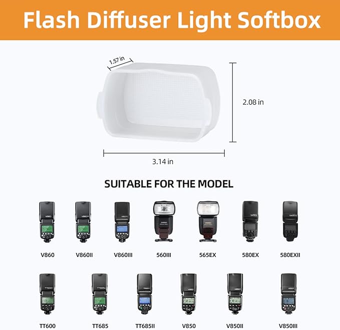 Flash Diffuser for Speedlight [3-Pack], Compatible with Canon 560 565EX 580EX and with Godox V860 TT600 - Speedlight, Camera Flash, Compatible with Canon and Godox Flash Diffuser
