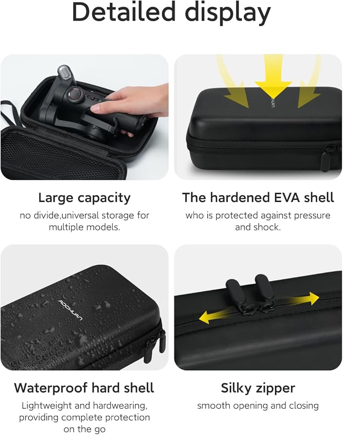 AOCHUAN 3-Axis Gimbal Stabilizer for Smartphone Smart XPro Black & B20 Storage Bag & E10 Extension Rod