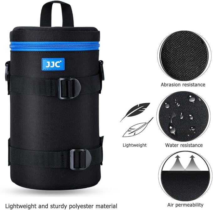 JJC Deluxe Lens Case Pouch Bag for Canon EF 100-400mm f4.5-5.6L IS USM/EF 70-200mm f2.8L, RF 600mm f11 IS STM, Nikon AF 80-200mm f2.8D/AF-S 70-200mm f/2.8G & More Lenses Below 4.3" x 8.8"(D x L)