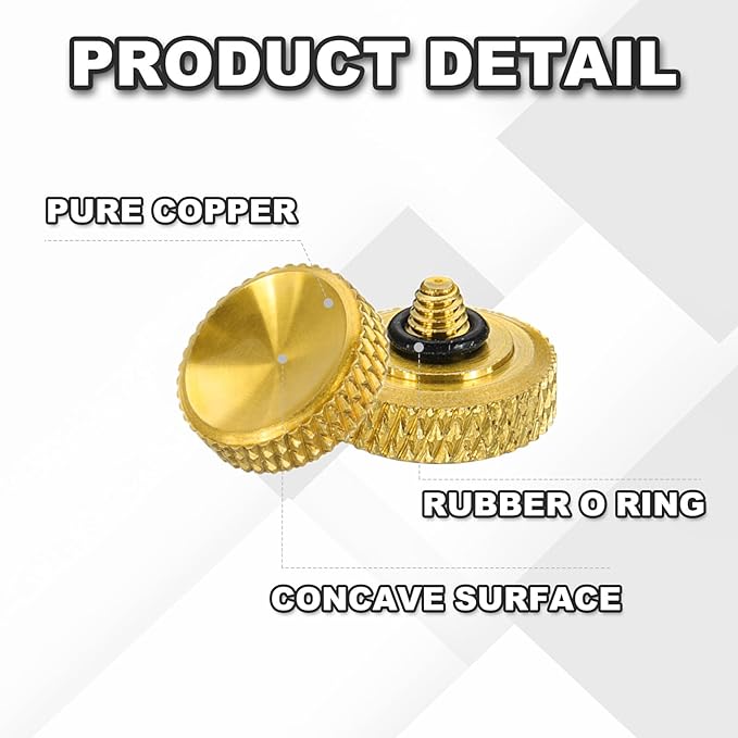 PATIKIL Camera Shutter Button, 4 Pack 12mm Concave Surface Shutter Release Buttons Pure Copper Camera Button for Nikon for Fujifilm for Leica DSLR/SLR, Gold