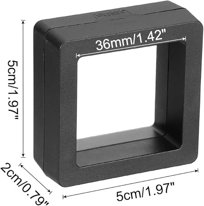 MECCANIXITY Floating Frame Display Holder Stand 3D Jewelry Display Box 1.97 x 1.97 x 0.79 Inch Black for Ring Necklace Bracelet Earring Pack of 2