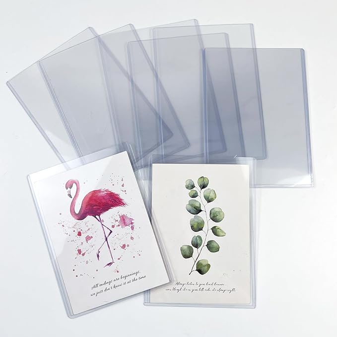 Rainmae 40 Pack 5" x 7" Rigid Print Protectors, Clear Waterproof Hard Plastic Page Sheet Protectors, B6 Paper Sleeves Photo Plastic Sleeves Document Holder Birth Certificate Protector