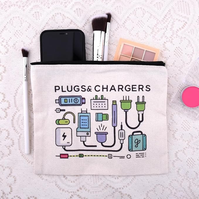 Charger Cosmetic Makeup Bags Travel Toiletry Bag Charging Cable Organiser Bag Chargers Makeup Pouch for Purse Charger Cables Storage Bags Travel Accessories for Women Birthday Christmas Gifts