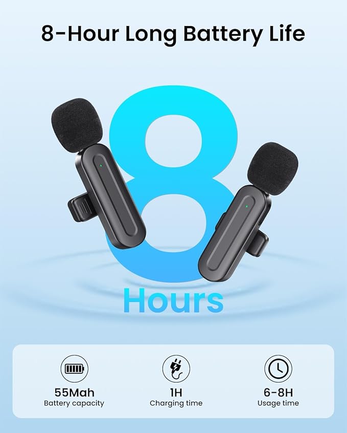 3 In 1 Mini Wireless Lavalier Microphone for Iphone: Bluetooth Lapel Mic For iPad Android Phone Camera Pc - Small Clip Microphones Crystal Clear Sound Quality for Recording Vlogging Live Streaming