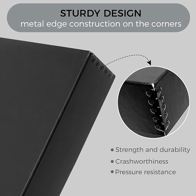 Lineco Archival 11 x 14 x 3 inches Museum Archival Storage Box, Drop Front Design, Acid-Free with Metal Edge. Preserves Photos Documents, Black