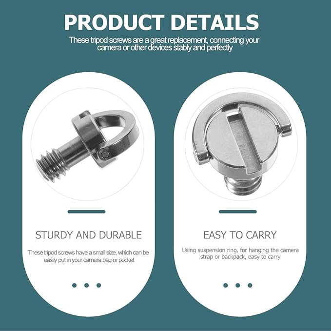 Gadpiparty 5pcs Camera Mounting Screws d Ring Screw for Tripod Mount Quick Release Plate Replacement for Camera Mount