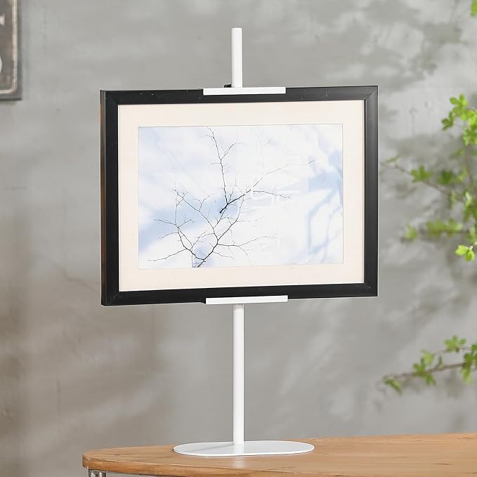 Adjustable Tabletop Easel Stand - Up to 28" Height, Metal Easel Stands for Sign, White Modern Picture Easels for Display, Heavy Duty Easels with Base for Art Paintings Photos