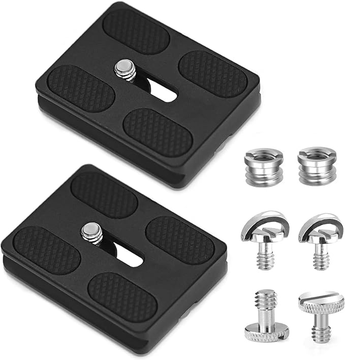 Universal Tripod Quick Release Plate, Quick Release Plate, Arca Swiss Plate with 1/4 Inch Slotted Screw, C-Ring/D-Ring Screw, 1/4"-3/8" Screw, for DSLR Camera Tripod Ball Head(PU-50)
