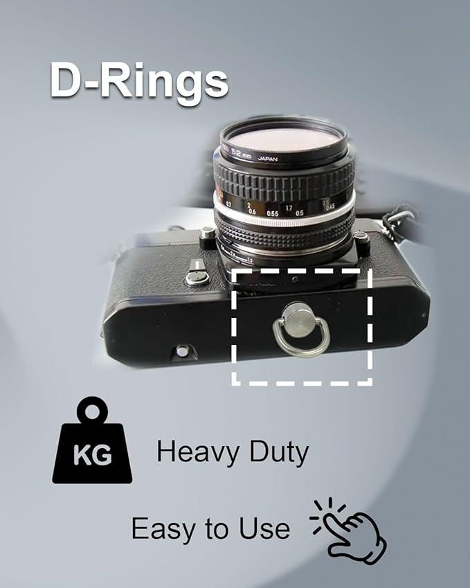 4Pcs Stainless Steel D Ring Screw Adapter, 1/4"-20 Camera Fixing Screw with Rubber Padded for Tripod Camera Shoulder Straps Selfie Sticks Gimbals, Silver