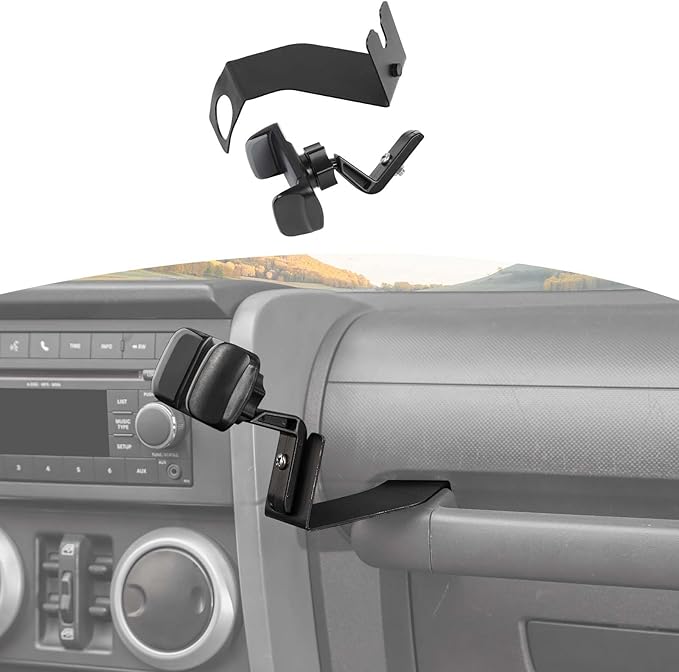 RT-TCZ for Jeep JK Multi-Function Phone Holder, JKU Radio Holder Walkies Talkie Mount Bracket for Jeep Wrangler JK JKU 2007 2008 2009 2010 Black Gray Accessories