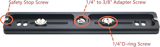 PU-200 200mm Universal Lengthened Quick Release Plate Slide Rail with D-Ring Screw for Tripod Ball Head DSLR Camera, Arca-Swiss Compatible