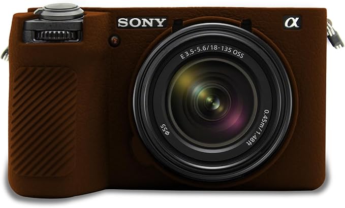Easy Hood Camera Case for Sony Alpha 6700, Soft Silicone Protective Cover a6700 DSLR Camera Anti-Scratch Slim Fit Body Skin Protector Housing Sleeve for Sony A6700 Mirrorless Camera Brown