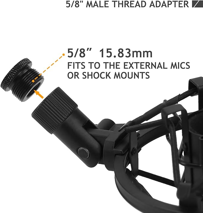 2 Pack Screw Thread Adapter, 5/8" Male to 3/8" Female Mic Screw for Blue Yeti/Blue Snowball/Yeti X Microphone Stand Mount (Black)