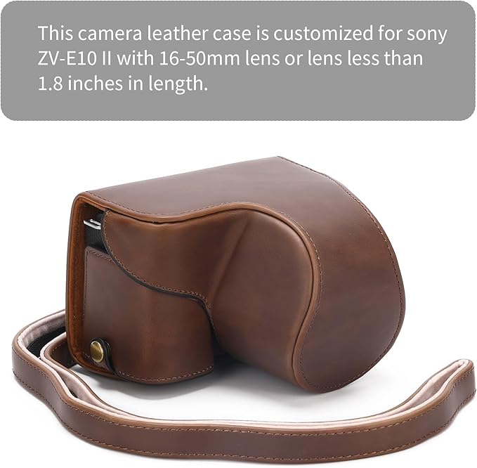 Hargedis for Sony ZV-E10 II case Premium PU Full Body Leather Camera Case Bag for Sony ZV-E10 II Fit 16-50mm Lens with Camera Shoulder Strap