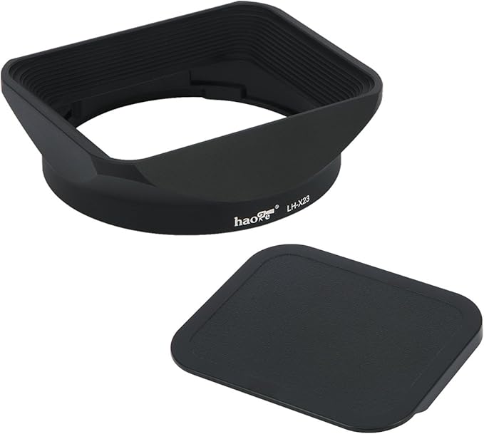 Haoge Bayonet Square Metal Lens Hood with Cap for Fujifilm Fuji Fujinon XF 23mm F1.4 R, XF 56mm F1.2 R, XF 56mm F1.2 R APD on X-Pro2 X-Pro1 X-T2 X-T1 X-T20 X-T10 X-E2S X-A5 X-A20 X-E3 X-H1 as LH-XF23