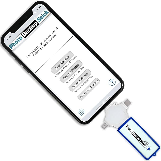 Photo Backup Stick Universal Picture and Video Backup for Any Device - iPhone, Android, Computer, Tablets (64GB)