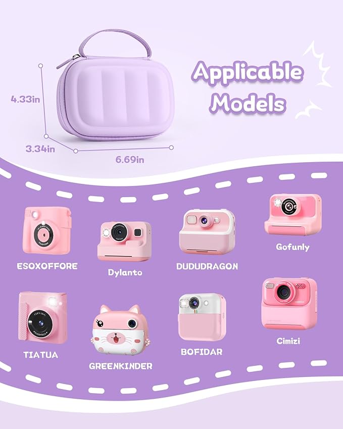 Kids Camera Instant Print Case for ESOXOFFORE, Dylanto, Cimizi,DUDUDRAGON etc - Shockproof Protective Travel Storage Bag with Handle, Cute Gifts for Girls Boys