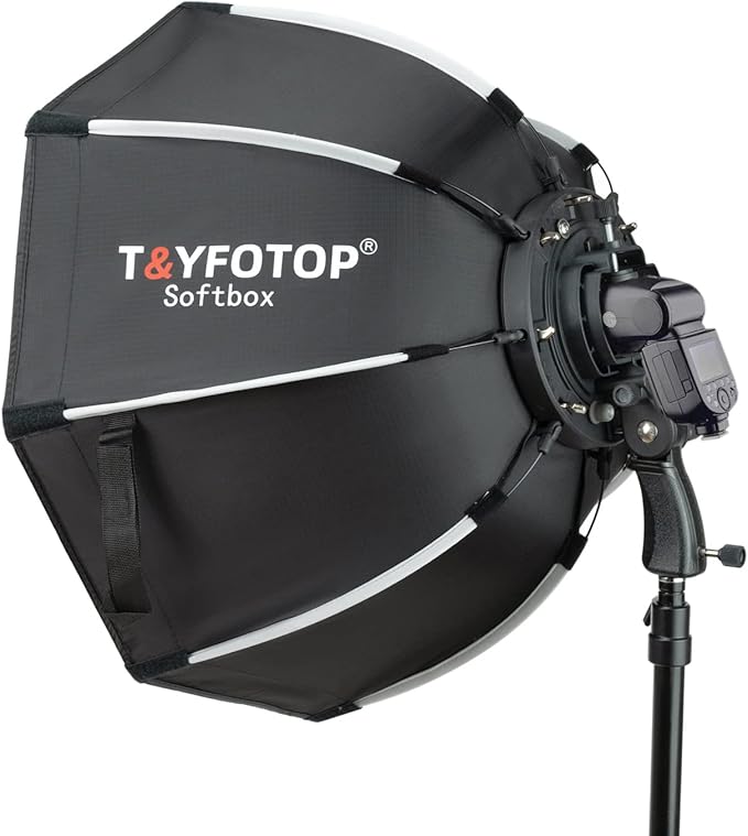 T&YFOTOP 26 inches/65 Centimeters Octagonal Softbox with S-Type Bracket Mount, Carrying Case Compatible with Camera Flash Speedlites TT560 NW561 NW565 NW625 NW635 NW670 750II, etc (65cm softbox)