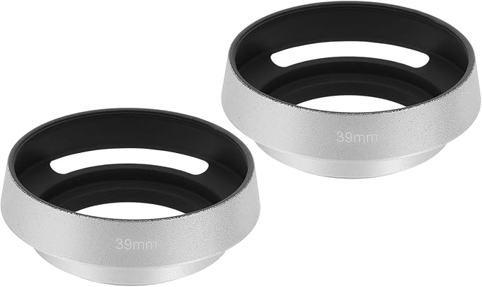 PATIKIL 2 Pcs 39mm Lens Hood, Universal Metal Hollow Curved Screw-in Vented Lens Hoods for Fujifilm for Pentax, Silver