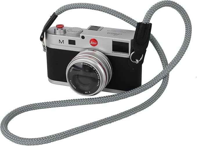 Camera Shoulder Strap Climbing Rope Camera Neck Strap for Mirrorless and DSLR Cameras, with Lens Cap Keeper (Silver)