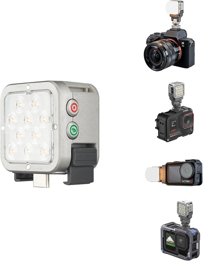 Harlowe Atom 2 Universal Creator Kit - Mini Magnetic Camera Light 2W - Type-C Rechargeable Motion-Sensor Fill Light for Vlogging - Portable Lighting Kit with Diffuser, Indoor & Outdoor Use