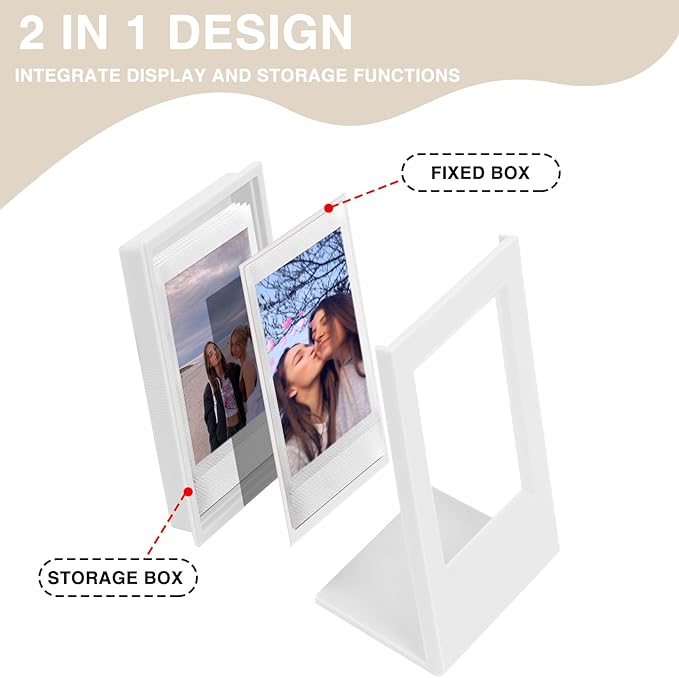 CAIYOULE Mini Picture Frame, 2.15x3.4 for Fujifilm Instax Mini 3-inch Films, PC Polaroid Frame Storage 10 Photos Desk Display - 4 Pack