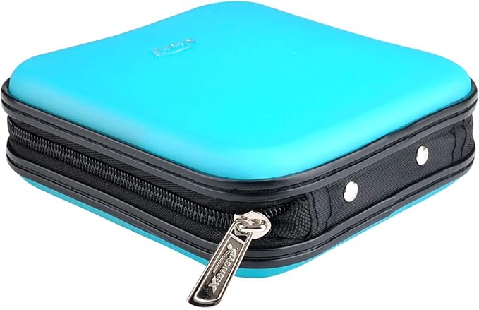 CD DVD Wallet, 32 Capacity Heavy Duty, DVD CD Case Holder for Car,Portable DVD/VCD Storage Disk, Hard Shell Sturdy case, Car CD Disk Holder,Booklet, Blu-ray Wallet (32 Capacity,Skyblue)