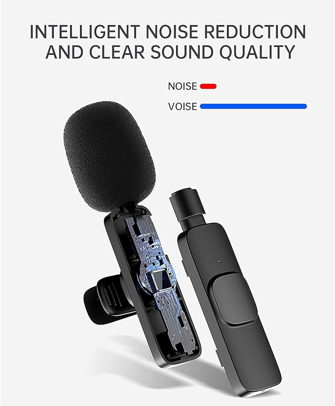 Wireless Lavalier Microphone for iPhone iPad, mini Lapel Wireless Microphone for Video Recording, TikTok Facebook Live Steam, Youtubers, Vloggers, Interview, Clip-on Plug & Play (Black)