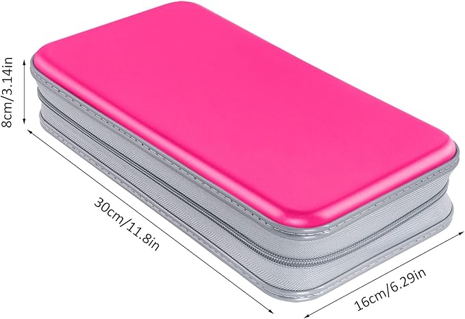CD Case Holder, 80 Capacity CD/DVD Case Holders Wallet Hard Plastic CD DVD Disc Cases Storage Binder for Car Home Office Travel (Hot Pink)