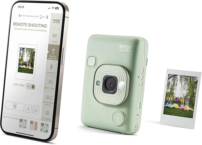 Fujifilm Mini LiPlay Hybrid Instant Camera with Mini Film, 32GB microSD Card, Charging Cable, Hand Strap and Pixibytes Microfiber Cleaning Cloth... (Matcha Green + 40 Sheets)