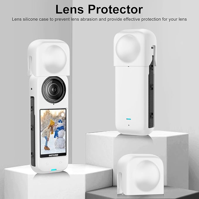PULUZ Silicone Protective Case for Insta360 X4 with Lens Cap, Soft Camera Protective Cover and Standard Lens Guard for Insta 360 X4 Accessories(White)