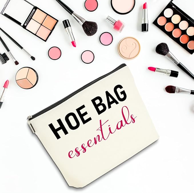 2 PCS Funny Gifts for Women Makeup Bag, Birthday Fun Hostess Gift for Women Girls Friends Cosmetic Bags Gag Gifts Girls Weekend Overnight Makeup Funny Travel Pouch, Black White