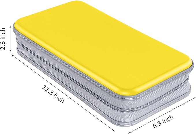 CD Case holder, 80 Capacity CD/DVD Case Holders Wallet Hard Plastic CD DVD Disc Cases Storage Binder for Car Home Office Travel (Yellow)