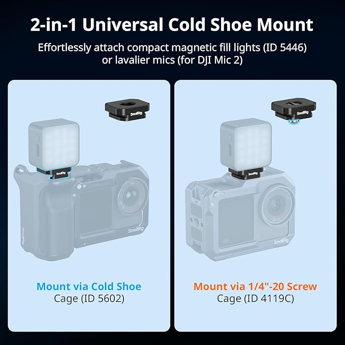 SmallRig Camera Mount Plate with Cold Shoe Mount (4pcs), Built-in N52 Magnet for Camera Cage Flash LED Monitor Microphone, for DJI Mic 2, with Four 1/4"-20 Screws and Flat Wrench