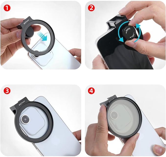 Clip On 67mm Thread Lens Filter Adapter, Anti Slip & Anti Scratch Smartphone Cell Phone with Cold Shoe Mount for 67mm ND CPL Star Filters