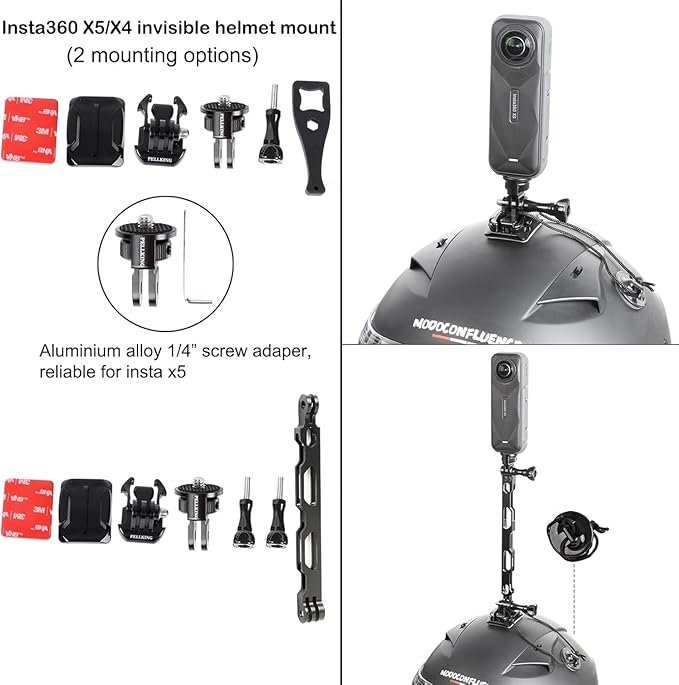PellKing Accessories Kit for insta360 X5,Included Carrying Case with Belt,2 Pcs Metal 1/4" Adapter,Handlebar Clamp,Magnetic Mount,43in Selfie Stick,Chest Strap,Head Strap,Backpack Mount,and Others