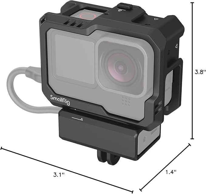 SmallRig Hero 13 / Hero12 / Hero11 / Hero 10 / Hero 9 Black Cage for GoPro, with 2 Cold Shoe Mount for GoPro Light Mod and Common Microphone, Led Video Light - 3083C