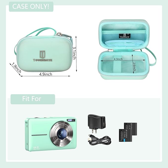 Hard Storage Case for CAMKORY/VAHOIALD/QONGUDS/Canon PowerShot 180 190/Sony DSCW800 830 Digital Camera Case Only (Cyan)