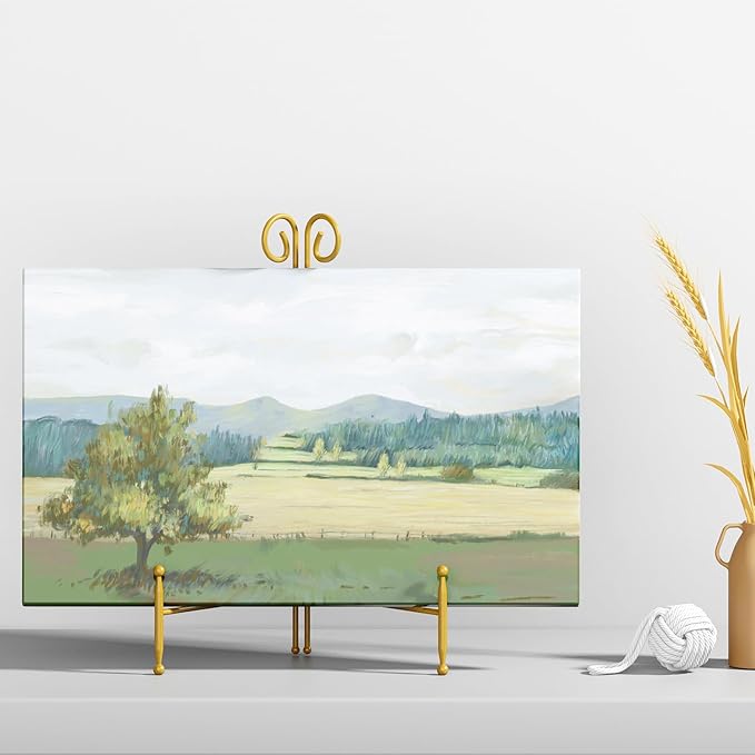 SVENJBB Plate Display Stands, 8 Inch Holder, Gold Picture Frame Easel Stand for Table, Decorative for Photo, Art, Books (2 Pack)
